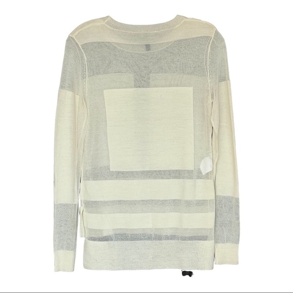 BCBGMaxazria Kaiya Combo Top XS Ivory Sheer Lightweight Wool Blend- Gardenia - Picture 3 of 5